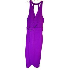 Siena Womens' Purple Faux-Wrap Midi Dress Size 12